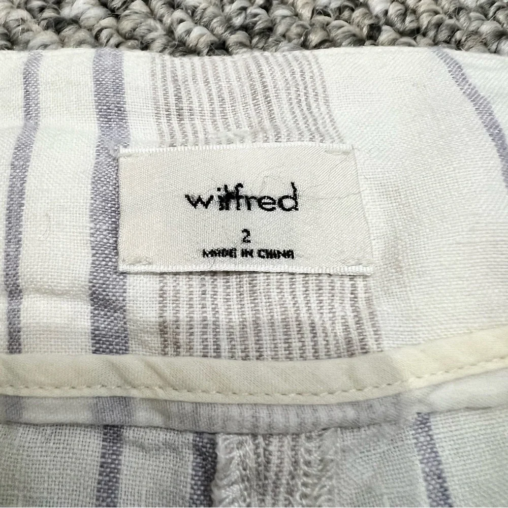 Aritzia Wilfred Gelas 100% linen striped belted paper bag shorts 2 - Picture 10 of 11